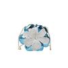 Borsa da sera a pochette con fiore in acrilico per donna con manico a catena e chiusura a lucchetto
