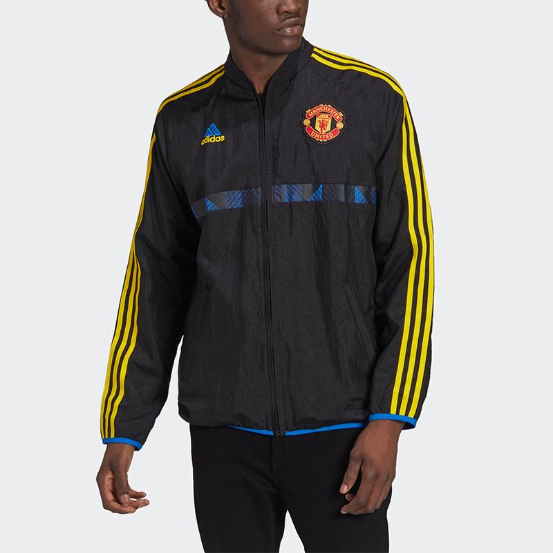 Adidas Manchester United Football Sports Stand Collar Zip Jacket Men Outerwear Black GR3871
