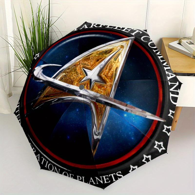 Star Trek Starfleet Command Emblem Sticker Decal 4x 4Umbrella, Portable 3-Fold Compact Umbrella for Men & Women Gift