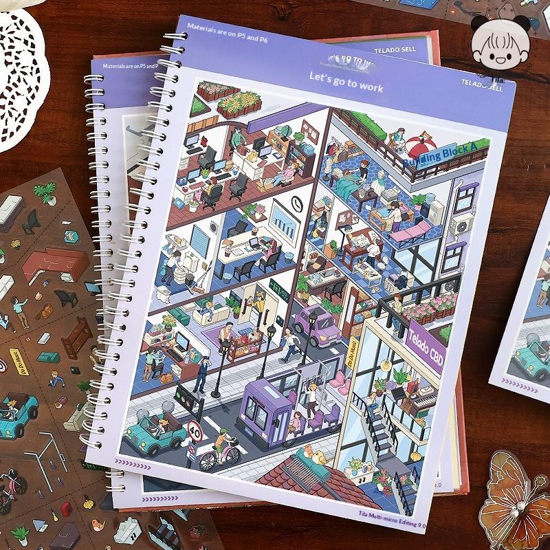 Miniature Scene Collection Book 9.0 Cityscape Scenery Sticker Fun Cartoon Three-dimensional House Diary Educational