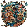 Earth Scenery Round Wooden Puzzle Art Unique Shaped Pieces Wooden Toys for Adults Perfect Christmas birthday Landscaping Gift