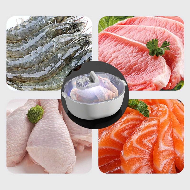 Large Capacity Defrosting Tray With Drip Basket & Transparent Cover Fast Thawing of Frozen- Food Meat Defroster- Kitchen