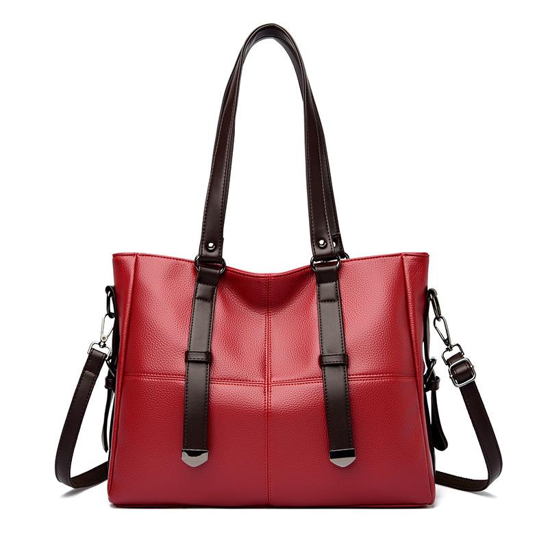 Large Capacity Retro Tote Bag Solid Color Casual Women's Shoulder Bag Mother Bag