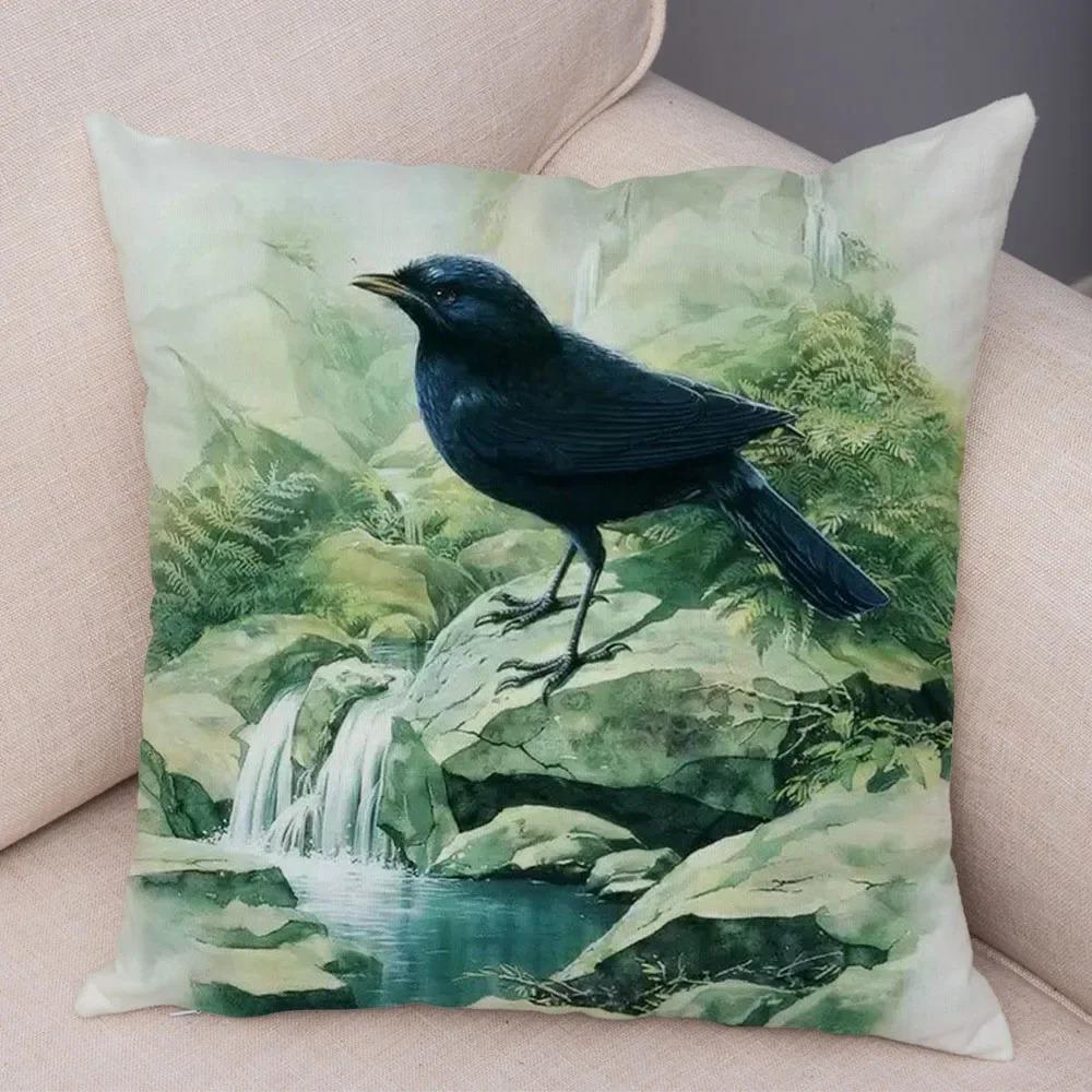 Birds And Flowers Double-sided Printed Pillow Cover Short Plush Suitable Living Rooms Bedrooms Sofas Throw Cushion Cover
