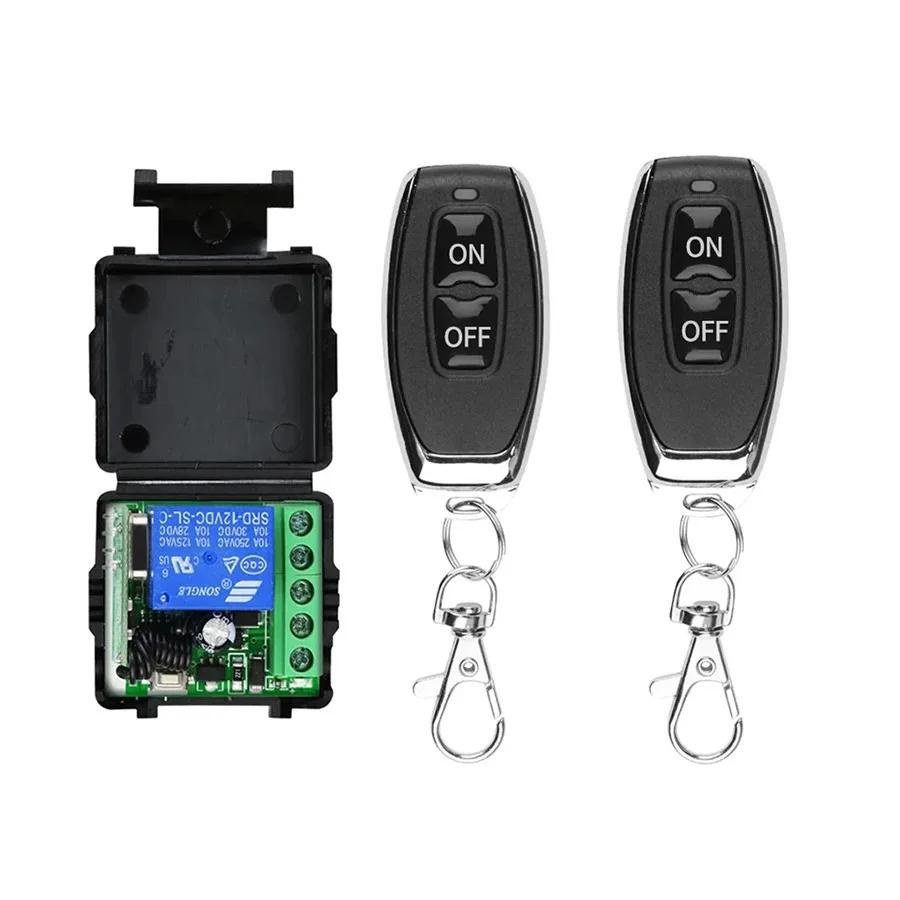 433MHz Fernbedienung Kabelloser Schalter DC 12V 1-Kanal RF 10A Relais-Empfänger und 2-Kanal-Sender für Tür-Elektromagnetisches Schloss