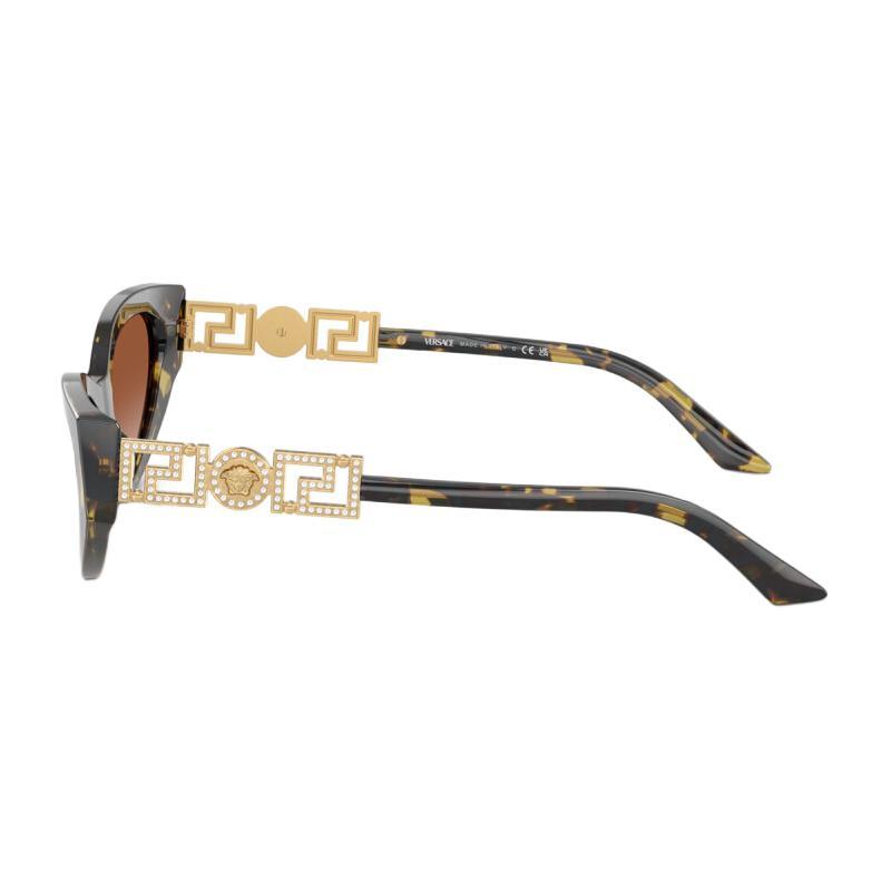 Versace Temple Logo Metal Acetate Cat Eye Sunglasses Women's Tortoiseshell 10905708 VE4470B547013-Tortoiseshell 56