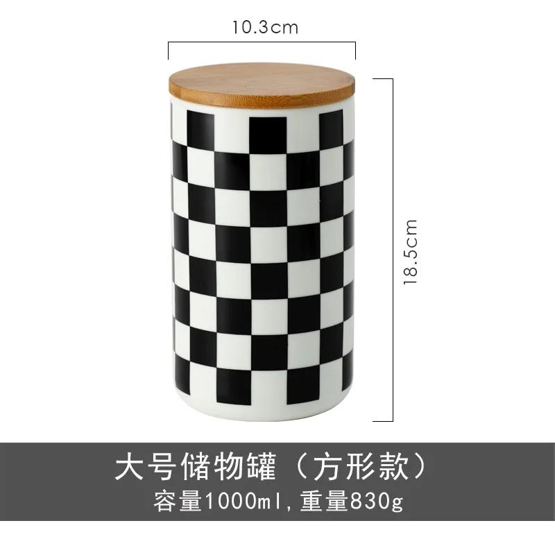 Geometric Ceramic Storage Jar Candy Coffee Tea Round Candle Jar Kitchen Miscellaneous Grains Seasoning Storage Sealed Jar