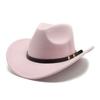 New Unisex Vintage Western Cowboy Cowgirl Felt Hat With Punk Belt Winter Autumn Panama Imitation Wool Jazz Cap