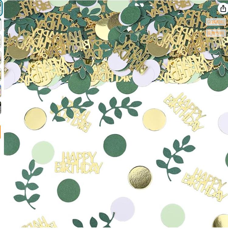 

200PCS Leaves Confetti Green Gold Round Paper Love Confetti for Wedding Birthday Party Decorations 200pcs