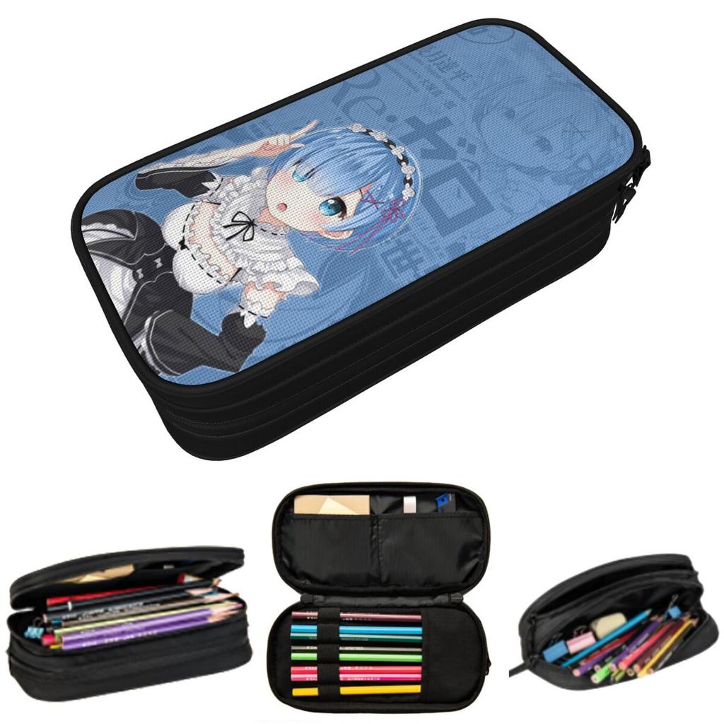 Re Zero Starting Life In Another World Anime Ram Pencil Case for Studen Pen Box Pencil Bag Stationery Supplies Pen Holder Bag