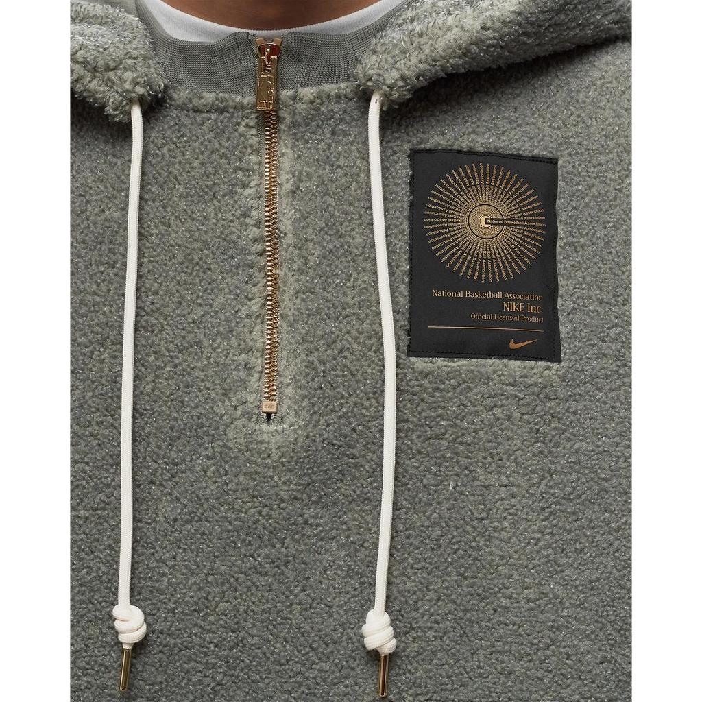 Nike NBA Pullover Hoodie With Logo Print Long Sleeve Zip-Up Men Tops Gray FD8466-053