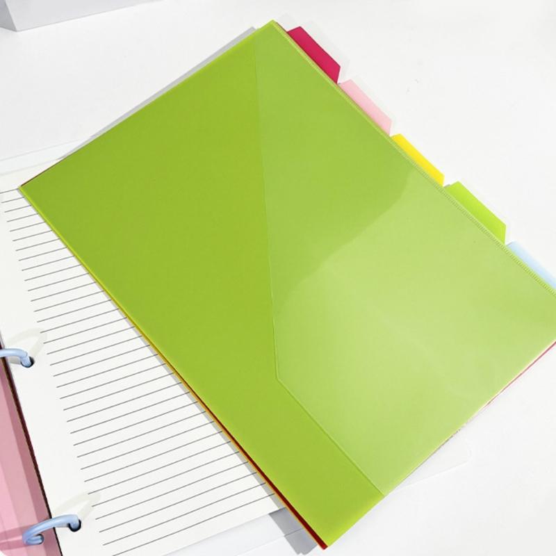 5 Pcs 3 Holes File Folders Document Bag Document Organizers Plastic Dividers Index Page Folders School Office Supplies