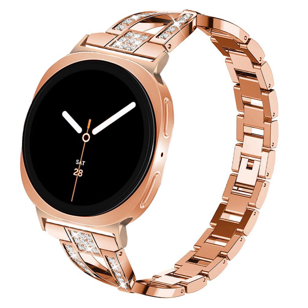 

Браслет-бенгл из звеньев X-образной формы с бриллиантами для Samsung Galaxy Watch8 - Модное издание 2025 года Galaxy Watch8 (40/44/Classic) розового золота