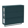 Bathroom Wall Cabinet, 3-Door, Open and Hidden Storage, Glass Door, Towel Bar, for Entryway Living Room Bathroom Dining Room, Dark Green