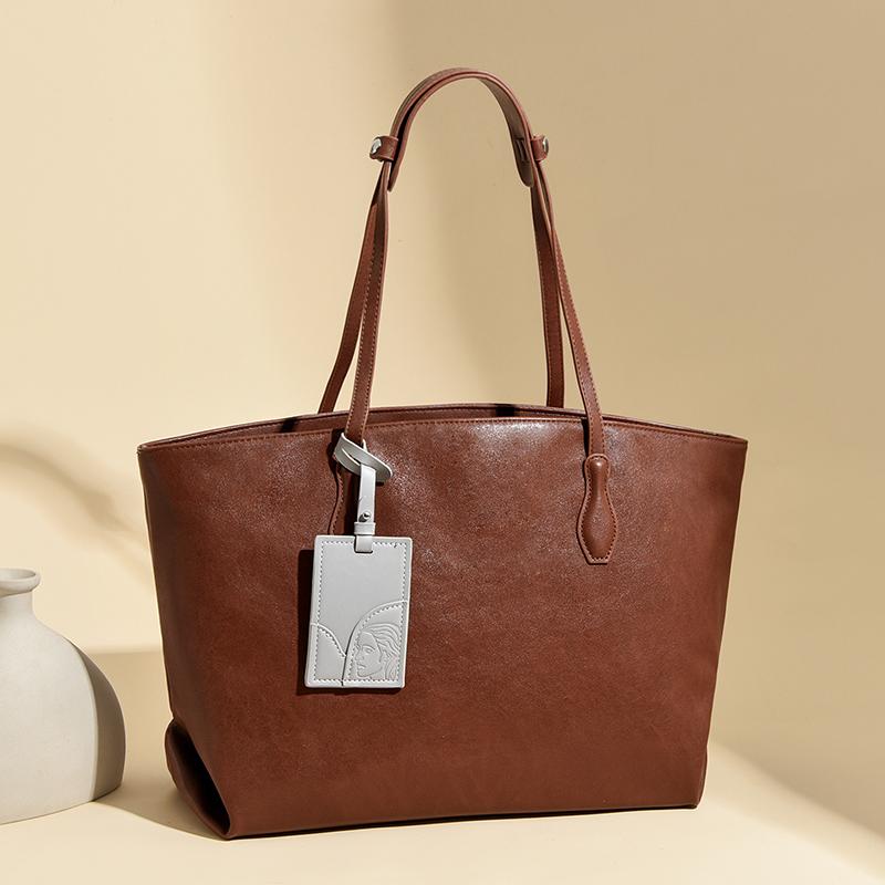 Luxury Large Capacity Women Shoulder Bag PU Leather Commuter Tote, Fashi Durable Office Work Bag, Simple Design Pure Handbag
