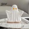 Creative Halloween Room Accents Ghost Ornament with Warm Light Cute Spooky Luminous Figurine Unique Gift Ideas Resin Night Light for Tabletop