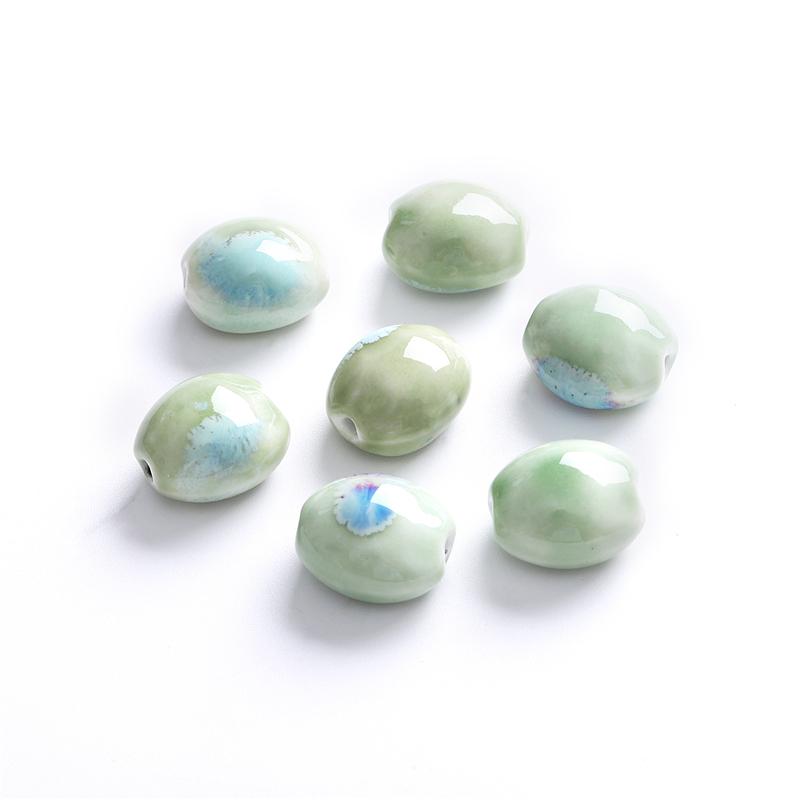 5 ks 21x18mm květinová glazura porcelánové korálky Široké fazolové keramické korálky pro výrobu šperků DIY kouzla Náramek Náhrdelník řemesla