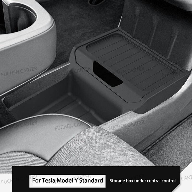 TPE Under Central Control Storage Box For Tesla Model Y Standard 2025+ Flip Cover design Tissue Box Storage interior Accessories