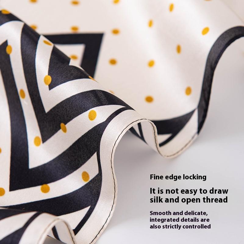 100% mulberry silk neck small square scarf high-end spring and autumn versatile printed polka dot scarf