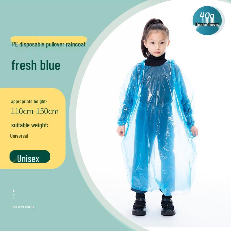 

Portable Kids Thickened One-Piece Transparent Rain Poncho for Hiking and Travel Regular