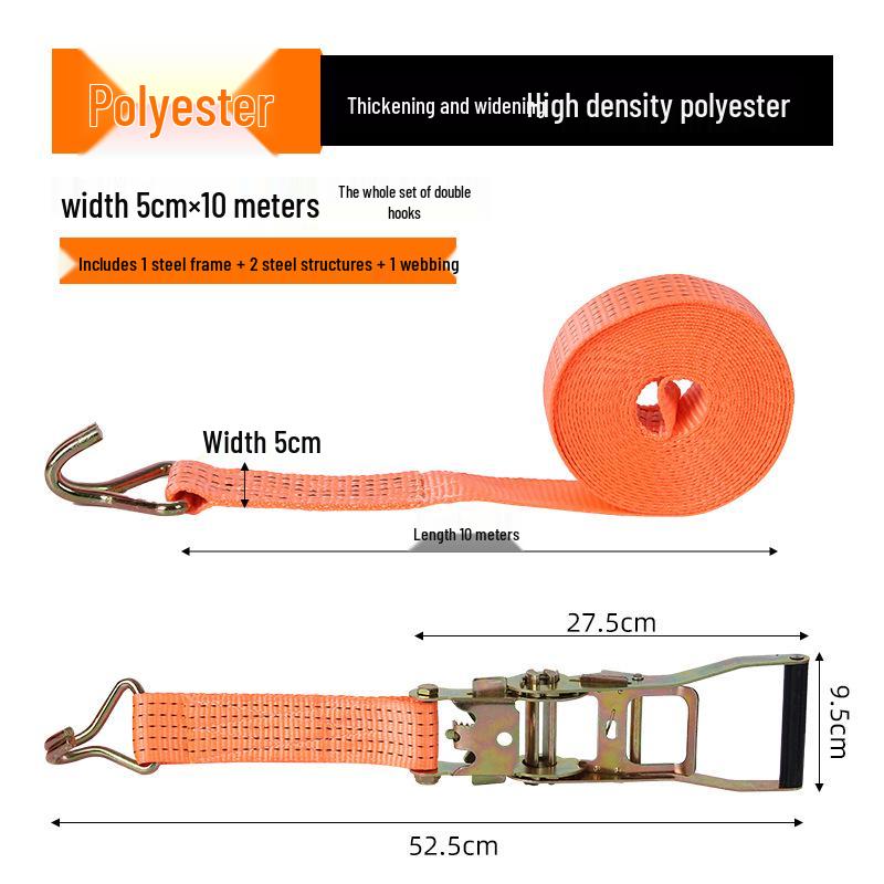 Pasy transportowe z grzechotką, z podwójnym hakiem i stalowym napinaczem