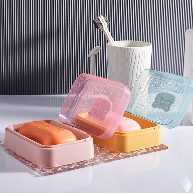 Bathroom Soap Dish With Lid Home Plastic Soap Box Keeps Soap Dry Soap Dish Travel Essentials