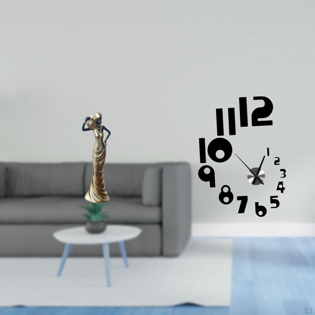 Vintage Tribal Lady Statue Tabletop Ornament with 3D DIY Wall Clock Stylish Arabic Numbers