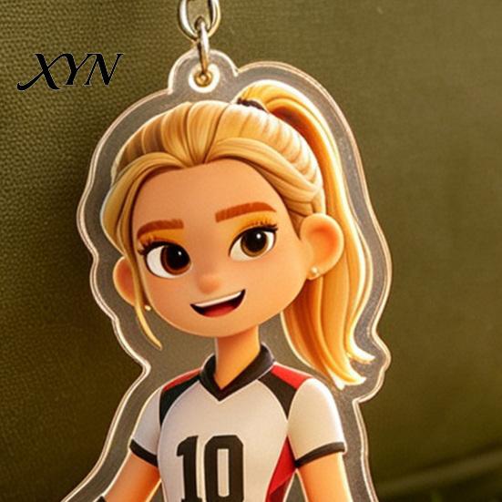 Hängender Schlüsselanhänger Anhänger Acryl Volleyball Mädchen Schlüsselanhänger, Cartoon Spieler Auto Schlüssel Leichtes Charm-Ring, Schultaschen Rucksäcke Geldbörsen Sport