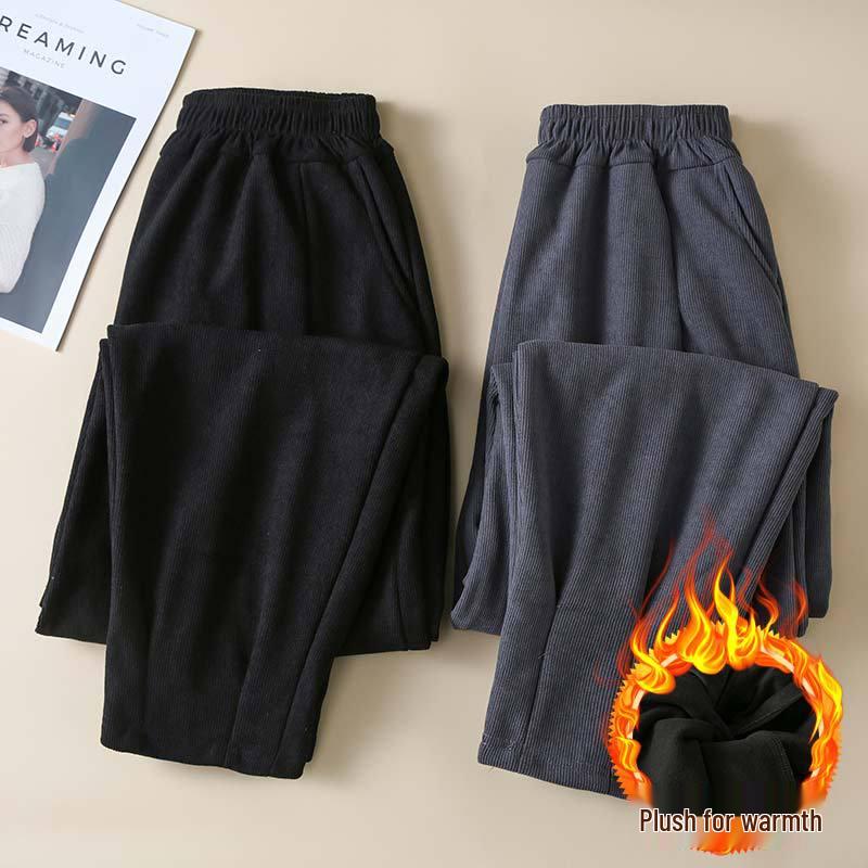 

Plus Size Women s High Waist Harem Pants with Velvet, Slimming and Versatile for Autumn/Winter 3XL