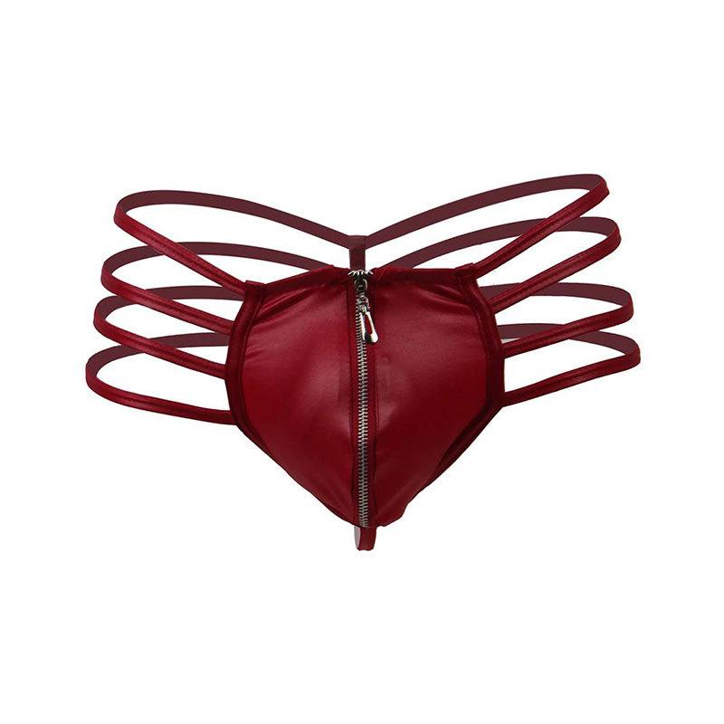 Velké pánské erotické spodní prádlo Boxerky z umělé kůže Nízký pas Sexy zip zdarma