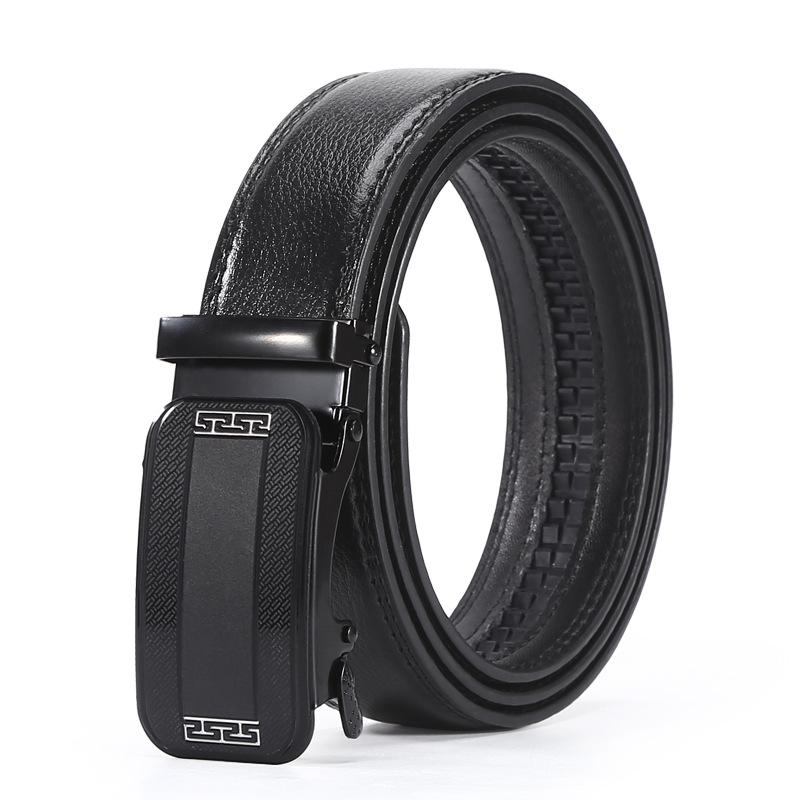 

Мужской ремень с автоматической пряжкой и железной пряжкой, отделанный двойной линией, с узором личи, деловой ремень среднего и зеленого цвета для брюк 120cm