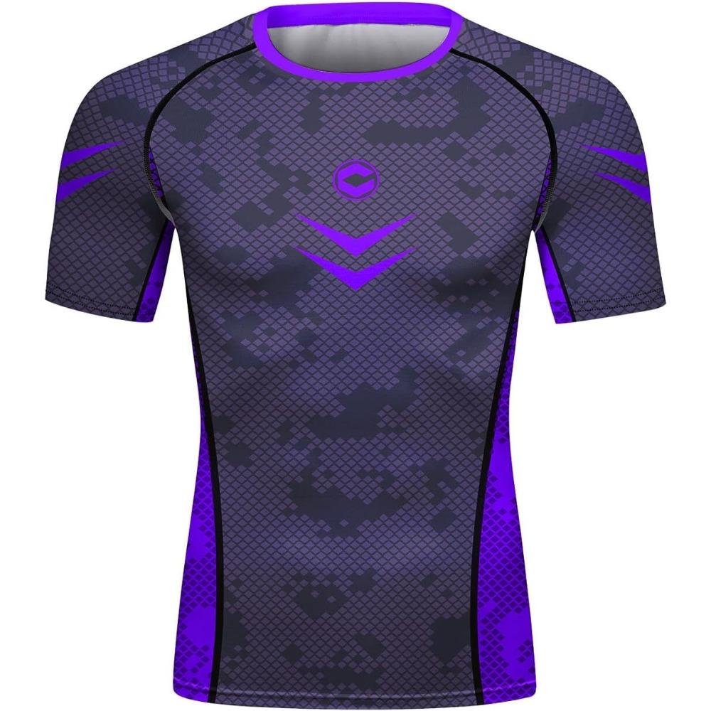 Red Plume Mens 3D Digital Printing Short Sleeve T-Shirt Outdoor Running Yoga Fitness Tight Shirt for Men
