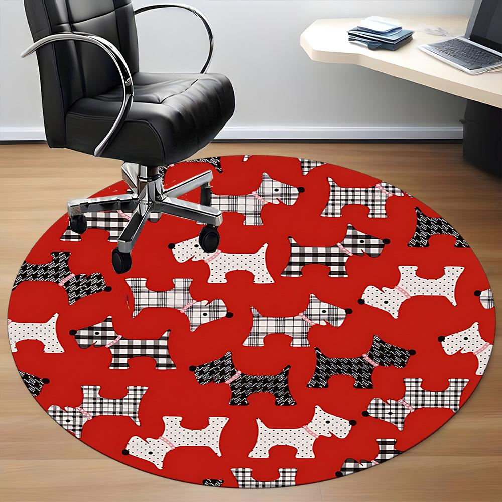 1pc Dogs Pattern Office Round Rug, Non-slip, Soft and Durable Office Rug for Interior Decoration, Perfect for Office, Beautiful Decoration Yy260323062