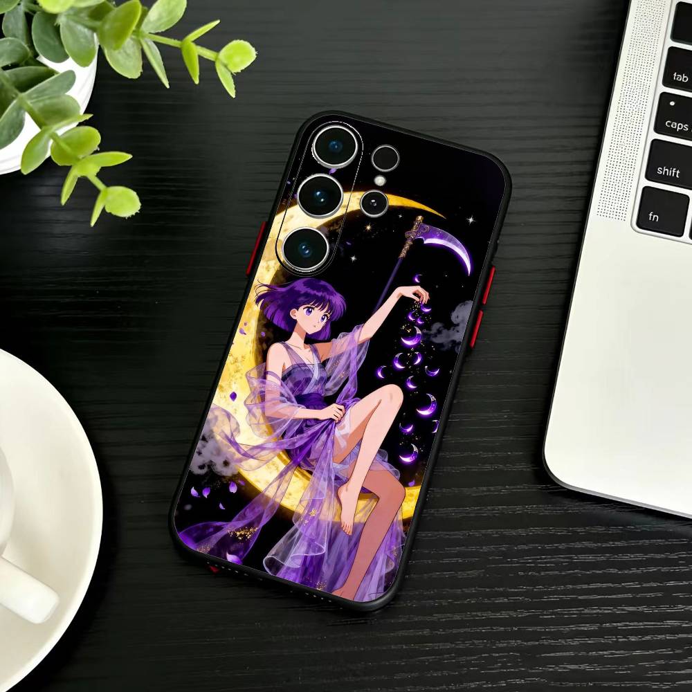Handyhülle mit Sailor-Moons-Motiv für Samsung S26, S25, S24, S23, S22, S30, S21, Ultra, Plus, FE 5G, Schwarz, Weich