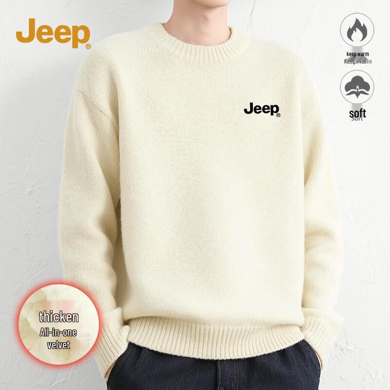 Jeep Men's Winter Fleece Lined Knit Pullover Sweater