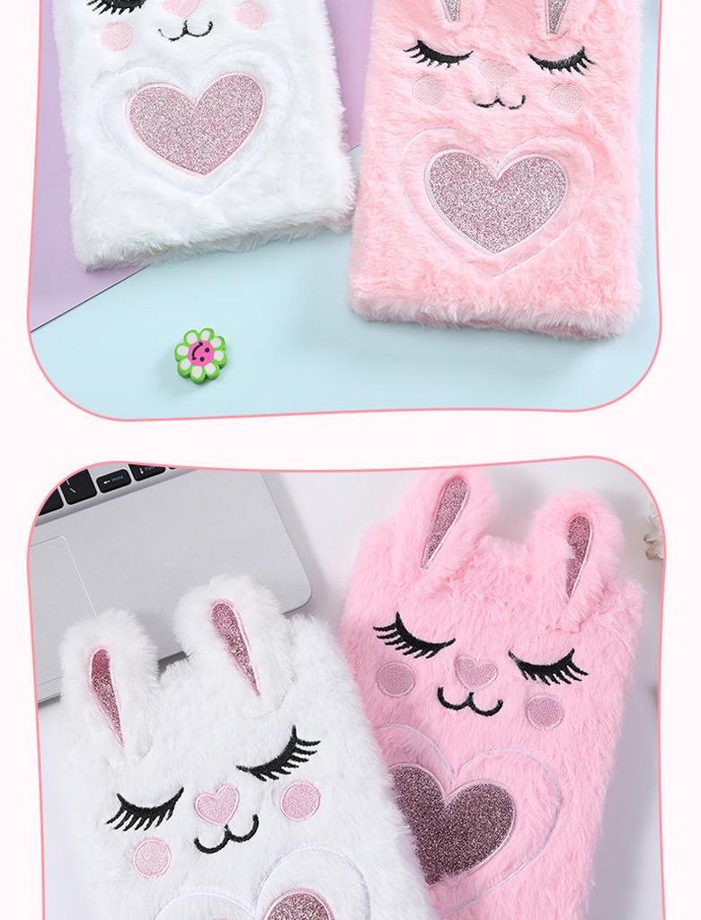 Embroidered Cute Cartoon A5 Plush Notebook - Great Gift for Students and Planners