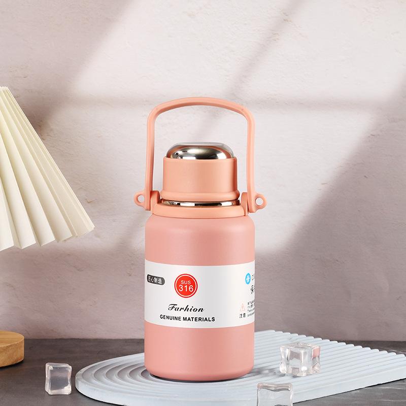 New Space Pot Big Cap Thermos Cup Sports Kettle Female Steel Water Cup Male Straw Cup Thermal Pot Durable Durable