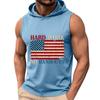 Men's Sleeveless Hoodie Tank Top Casual Muscle Shirt with American Flag Graphic Print Hard Work No Handouts Design for Summer