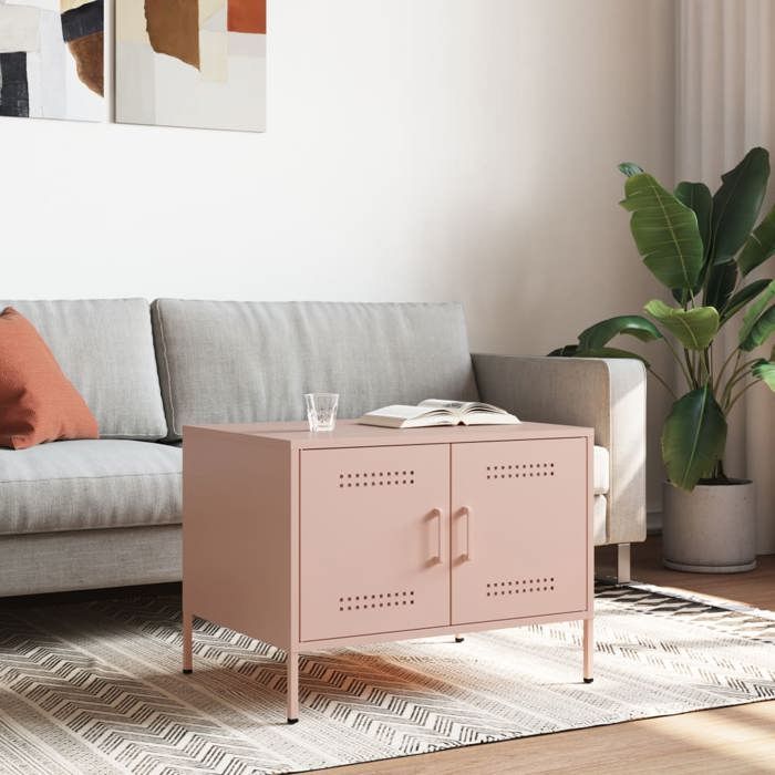 VidaXL Coffee Table, Side Table with Legs, End Table with Door, Living Room Storage Furniture, Pink 843031