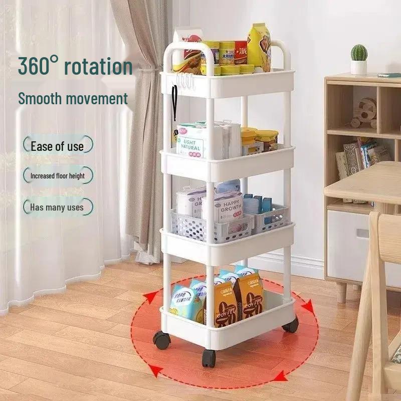 Mobile Multi-layer Kitchen & Bathroom Storage Trolley for Snacks, Fruits, and Vegetables