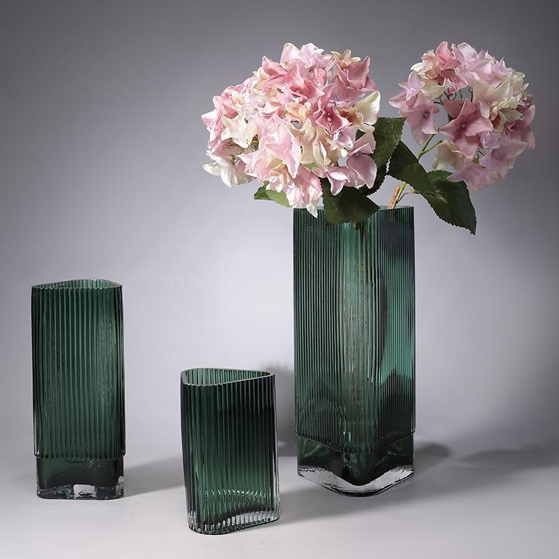 Transparent Glass Vase Geometric Triangular Flat Shape Flower Vase Hydroponics Terrarium Flowerpot Vases Pots Home Decoration