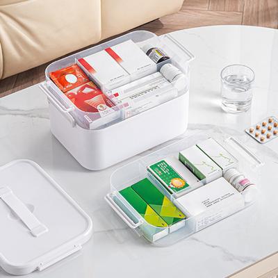 Scatola Portatile per Conservare Medicinali Organizzatore di Pillole Grande Capacità Design Multistrato Custodia per Medicinali Trasparente con Manico
