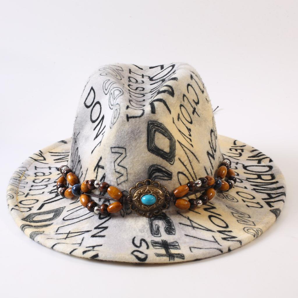 New European and American style letter printing fashion top hat men's and women's fashion jazz hat sunscreen sun hat