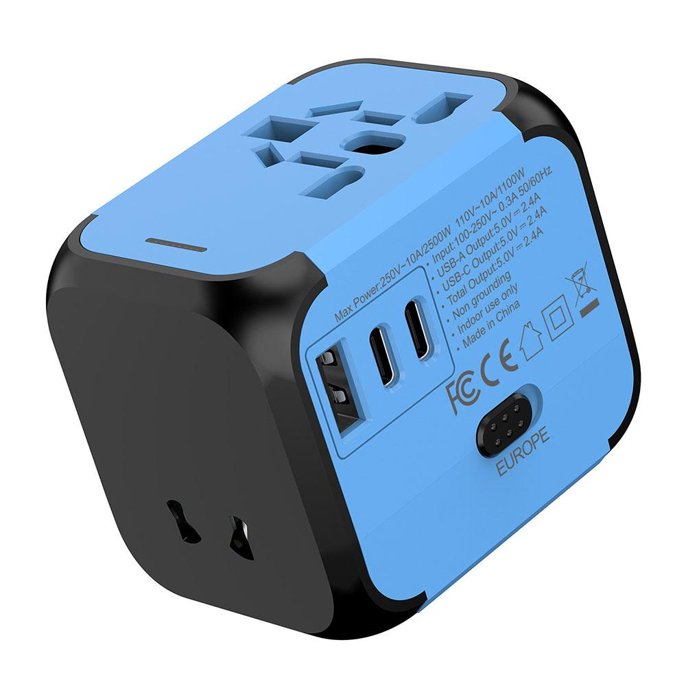 Universal Travel Adapter, Multi Plug 220v to 5v Outlet usb Type c Socket Multicontacto con usb y Corriente Charger For EU/UK/USA