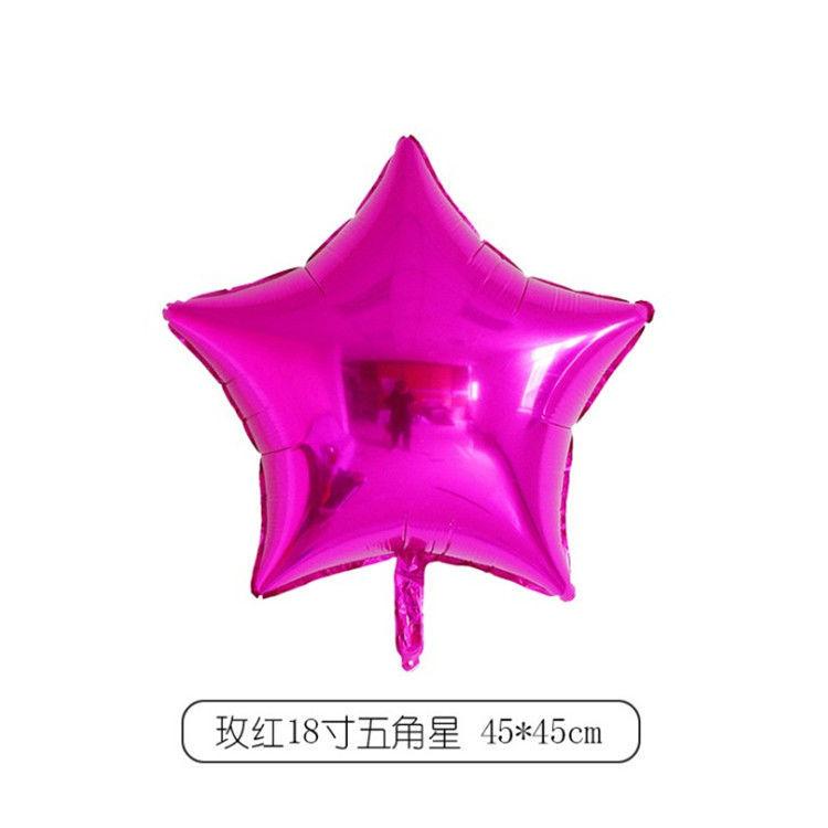 18-Inch Light Plate Monochrome Five-Pointed Star Aluminum Film Balloon, Festival Party Birthday Decoration Arrangement Star Aluminum Foil Balloon