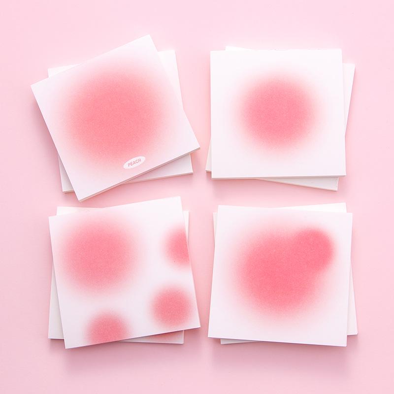 Korean Peach Sticky Notes: Non-Adhesive Creative Notepad, Tearable, Portable, Gradient Color Heart Design