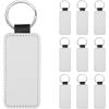 New 10Pcs Leather Keychain Blank Rectangle MDF Keychain Sublimation Heat Transfer Keychain Kit Jewelry Making