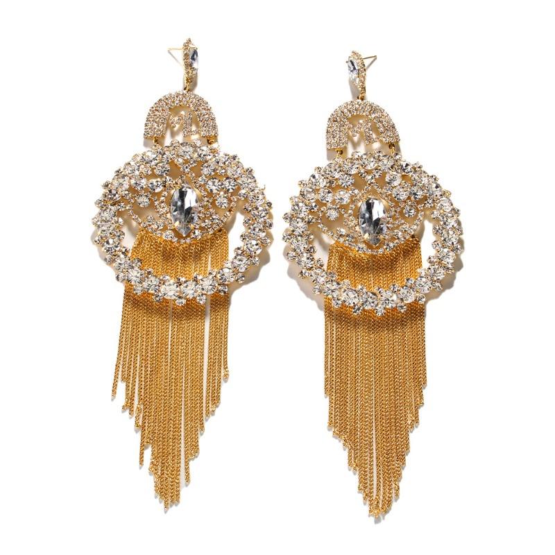 Модные кисточки Длинные серьги Персонализированные Преувеличенные серьги, Банкетные Крупные Королевские Ювелирные серьги золотой