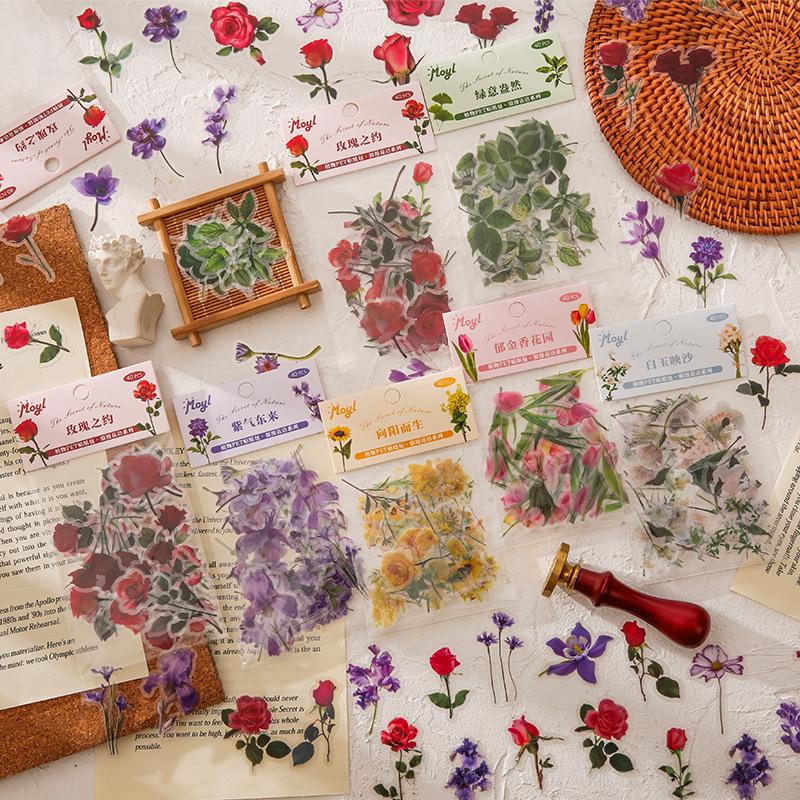 PVC Flower & Plant Stickers for DIY Crafts, Journals, Collages & Kids' Gifts