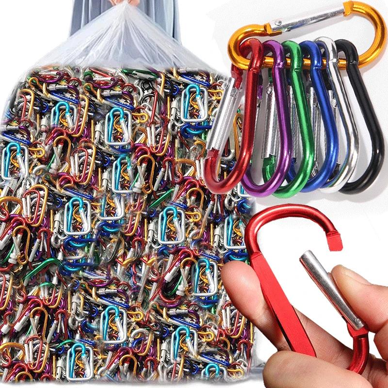 

5/100pcs Colorful Carabiner Keychain Alluminum D-ring Buckle Spring Carabiner Snap Hook Clip Keychains Outdoor Camping Daily Use 5pcs